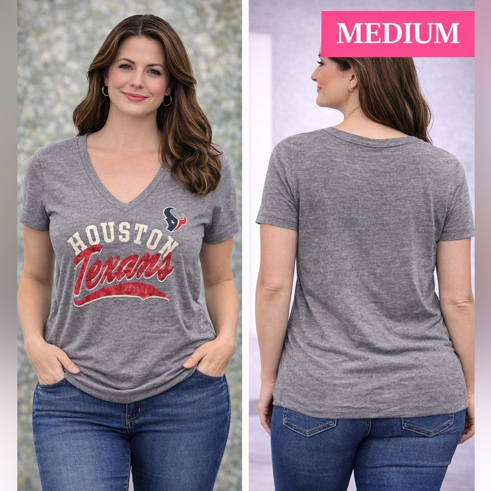 Houston Texans Gray V-Neck T-Shirt MEDIUM